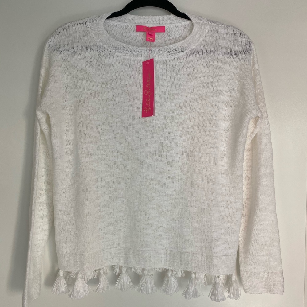 Lilly Pulitzer White Athea Tassel Sweater